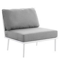 Modway EEI-5568-WHI-GRY Stance Outdoor Patio Aluminum Armless Chair White Gray