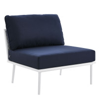 Modway EEI-5568-WHI-NAV Stance Outdoor Patio Aluminum Armless Chair White Navy