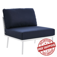 Modway EEI-5568-WHI-NAV Stance Outdoor Patio Aluminum Armless Chair White Navy