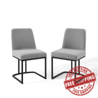 Modway EEI-5570-BLK-LGR Black Light Gray Amplify Sled Base Upholstered Fabric Dining Chairs - Set of 2