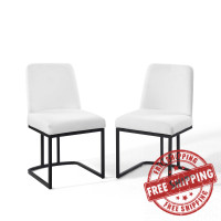 Modway EEI-5570-BLK-WHI Black White Amplify Sled Base Upholstered Fabric Dining Chairs - Set of 2