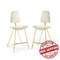 Modway EEI-5573-IVO Ivory Ponder Bar Stool Performance Velvet Set of 2