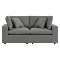 Modway EEI-5576-CHA Commix Overstuffed Outdoor Patio Loveseat Charcoal