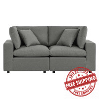 Modway EEI-5576-CHA Commix Overstuffed Outdoor Patio Loveseat Charcoal