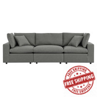 Modway EEI-5578-CHA Commix Overstuffed Outdoor Patio Sofa Charcoal