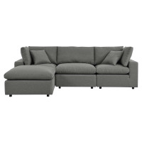 Modway EEI-5580-CHA Commix 4-Piece Outdoor Patio Sectional Sofa Charcoal