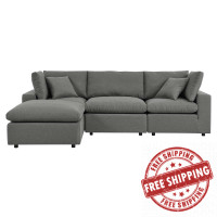 Modway EEI-5580-CHA Commix 4-Piece Outdoor Patio Sectional Sofa Charcoal