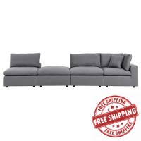 Modway EEI-5582-SLA Commix 4-Piece Sunbrella® Outdoor Patio Sectional Sofa Gray