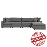 Modway EEI-5583-CHA Commix 5-Piece Outdoor Patio Sectional Sofa Charcoal