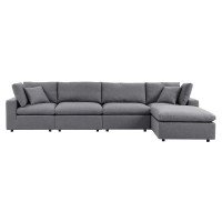 Modway EEI-5584-SLA Commix 5-Piece Sunbrella® Outdoor Patio Sectional Sofa Gray