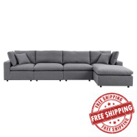 Modway EEI-5584-SLA Commix 5-Piece Sunbrella® Outdoor Patio Sectional Sofa Gray