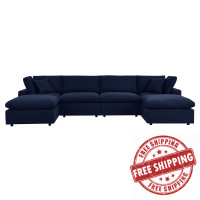 Modway EEI-5586-NAV Commix 6-Piece Sunbrella® Outdoor Patio Sectional Sofa Navy