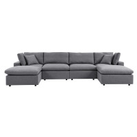 Modway EEI-5586-SLA Commix 6-Piece Sunbrella® Outdoor Patio Sectional Sofa Gray