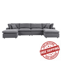 Modway EEI-5586-SLA Commix 6-Piece Sunbrella® Outdoor Patio Sectional Sofa Gray