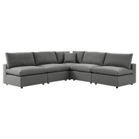 Modway EEI-5587-CHA Commix 5-Piece Outdoor Patio Sectional Sofa Charcoal