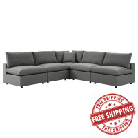 Modway EEI-5587-CHA Commix 5-Piece Outdoor Patio Sectional Sofa Charcoal