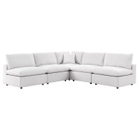Modway EEI-5587-WHI Commix 5-Piece Outdoor Patio Sectional Sofa White