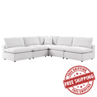 Modway EEI-5587-WHI Commix 5-Piece Outdoor Patio Sectional Sofa White