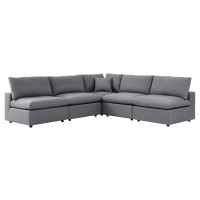 Modway EEI-5588-SLA Commix 5-Piece Sunbrella® Outdoor Patio Sectional Sofa Gray