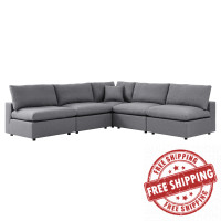 Modway EEI-5588-SLA Commix 5-Piece Sunbrella® Outdoor Patio Sectional Sofa Gray