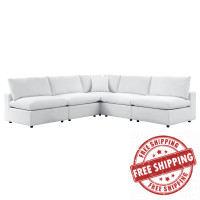 Modway EEI-5588-WHI Commix 5-Piece Sunbrella® Outdoor Patio Sectional Sofa White
