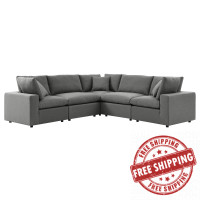 Modway EEI-5589-CHA Commix 5-Piece Outdoor Patio Sectional Sofa Charcoal