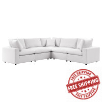 Modway EEI-5589-WHI Commix 5-Piece Outdoor Patio Sectional Sofa White