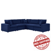 Modway EEI-5590-NAV Commix 5-Piece Sunbrella® Outdoor Patio Sectional Sofa Navy