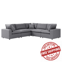 Modway EEI-5590-SLA Commix 5-Piece Sunbrella® Outdoor Patio Sectional Sofa Gray