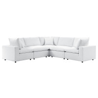 Modway EEI-5590-WHI Commix 5-Piece Sunbrella® Outdoor Patio Sectional Sofa White