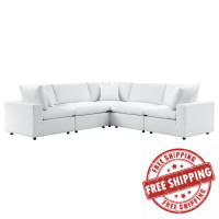 Modway EEI-5590-WHI Commix 5-Piece Sunbrella® Outdoor Patio Sectional Sofa White