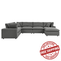 Modway EEI-5591-CHA Commix 7-Piece Outdoor Patio Sectional Sofa Charcoal