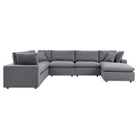 Modway EEI-5592-SLA Commix 7-Piece Sunbrella® Outdoor Patio Sectional Sofa Gray