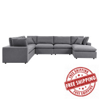 Modway EEI-5592-SLA Commix 7-Piece Sunbrella® Outdoor Patio Sectional Sofa Gray