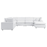 Modway EEI-5592-WHI Commix 7-Piece Sunbrella® Outdoor Patio Sectional Sofa White