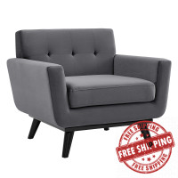 Modway EEI-5598-GRY Engage Performance Velvet Armchair Gray