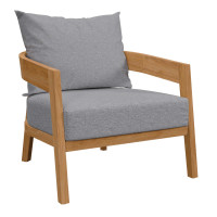 Modway EEI-5602-NAT-GRY Brisbane Teak Wood Outdoor Patio Armchair Natural Gray