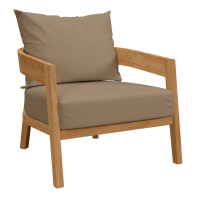 Modway EEI-5602-NAT-LBR Brisbane Teak Wood Outdoor Patio Armchair Natural Light Brown