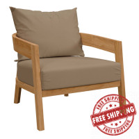 Modway EEI-5602-NAT-LBR Brisbane Teak Wood Outdoor Patio Armchair Natural Light Brown