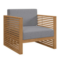 Modway EEI-5606-NAT-GRY Carlsbad Teak Wood Outdoor Patio Armchair Natural Gray