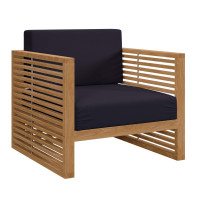 Modway EEI-5606-NAT-NAV Carlsbad Teak Wood Outdoor Patio Armchair Natural Navy