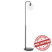 Modway EEI-5616-BLK Silo Glass Globe Glass and Metal Floor Lamp Black