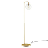 Modway EEI-5616-SBR Silo Glass Globe Glass and Metal Floor Lamp Satin Brass