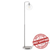 Modway EEI-5616-SNL Silo Glass Globe Glass and Metal Floor Lamp Satin Nickel