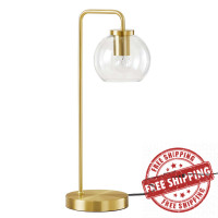 Modway EEI-5617-SBR Silo Glass Globe Glass and Metal Table Lamp Satin Brass