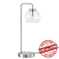 Modway EEI-5617-SNL Silo Glass Globe Glass and Metal Table Lamp Satin Nickel