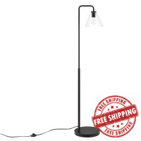 Modway EEI-5618-BLK Element Transparent Glass Glass and Metal Floor Lamp Black