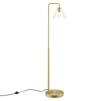 Modway EEI-5618-SBR Element Transparent Glass Glass and Metal Floor Lamp Satin Brass