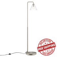 Modway EEI-5618-SNL Element Transparent Glass Glass and Metal Floor Lamp Satin Nickel