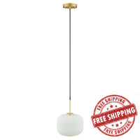 Modway EEI-5620-WHI-SBR Reprise Glass Pendant Light White Satin Brass